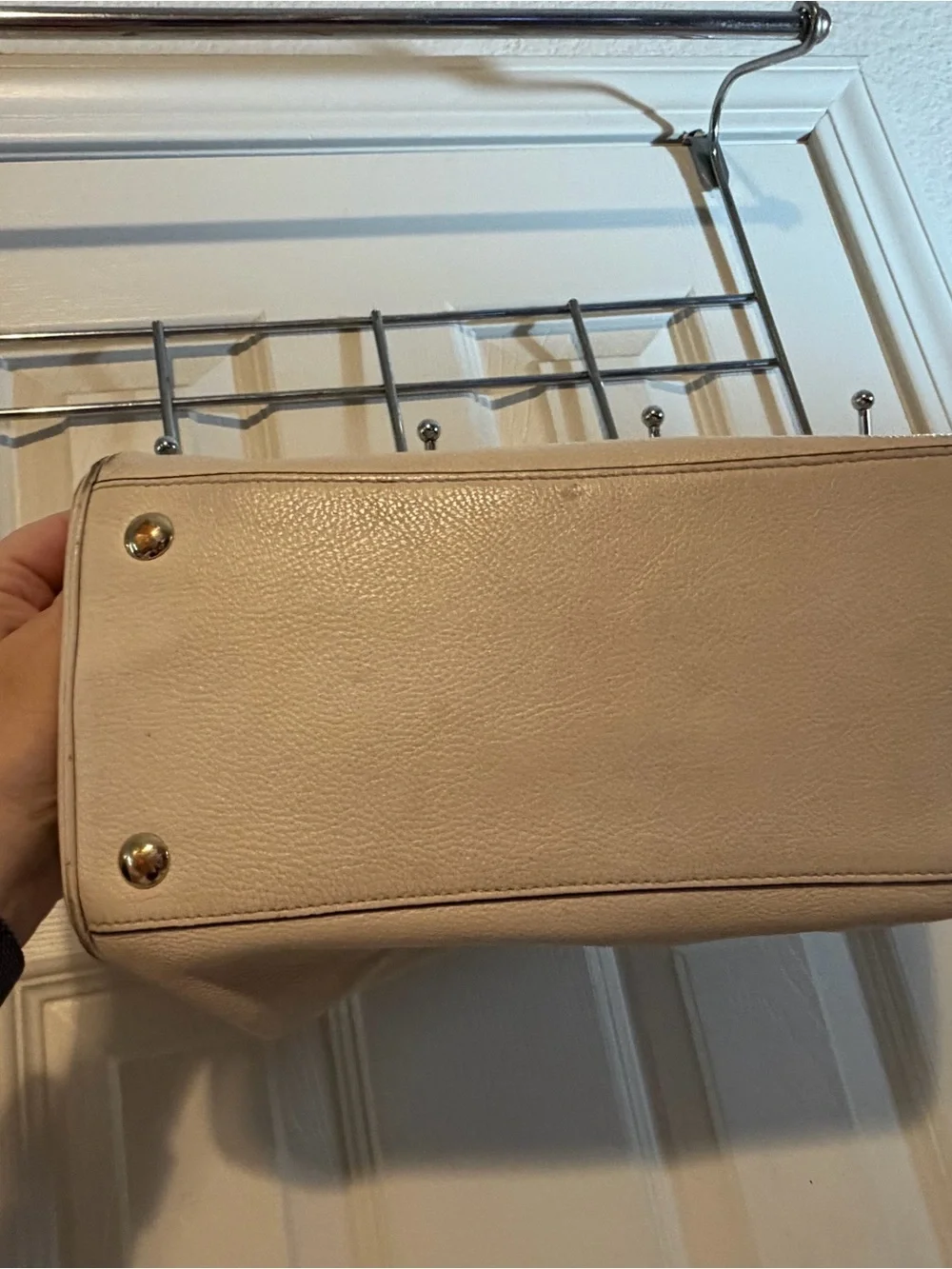 Coach Cream Pebbled Leather Satchel with Top Handles